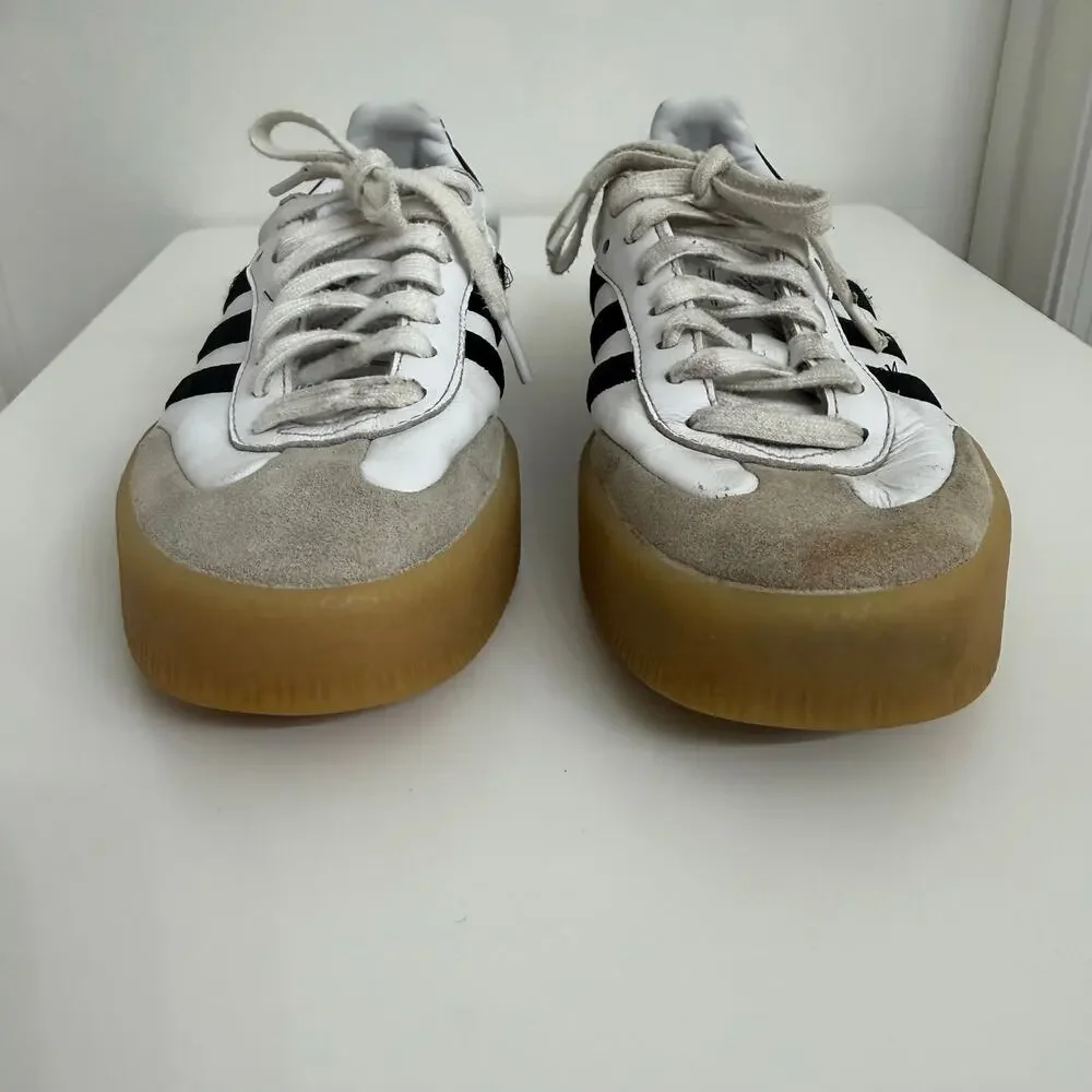 Adidas Sambae Samba Sneakers Women's 7 Black White Gum Casual Preppy Minimalist